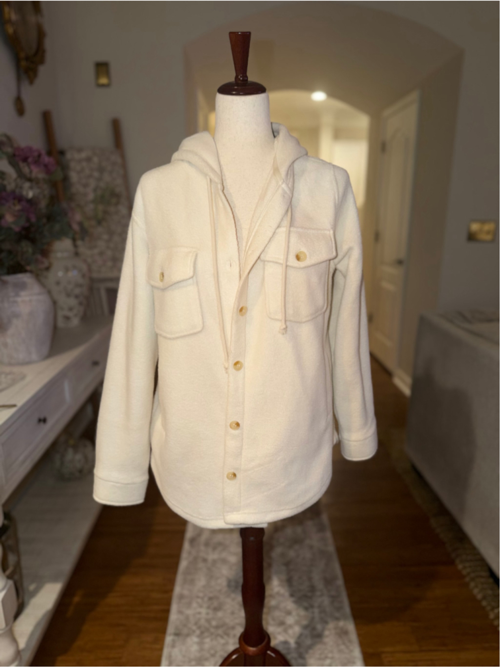 Women's Thread & Supply Beige Hooded Teddy Jacket Size M